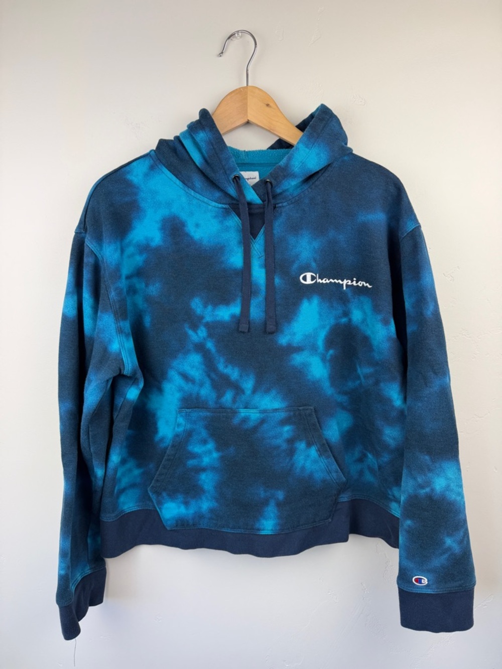 Champion Blue Tie Dye Pullover Hoodie Size XL